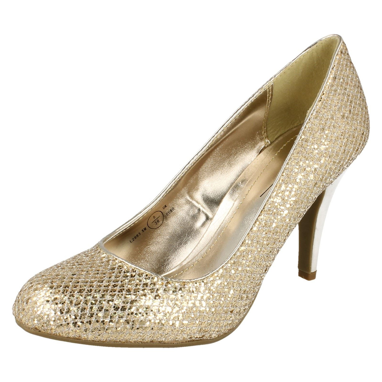 Ladies Anne Michelle Formal Glitter Court Shoes