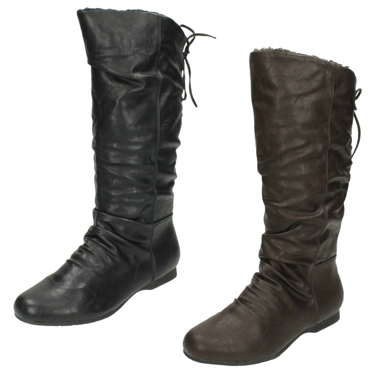 ladies calf length lace up boots