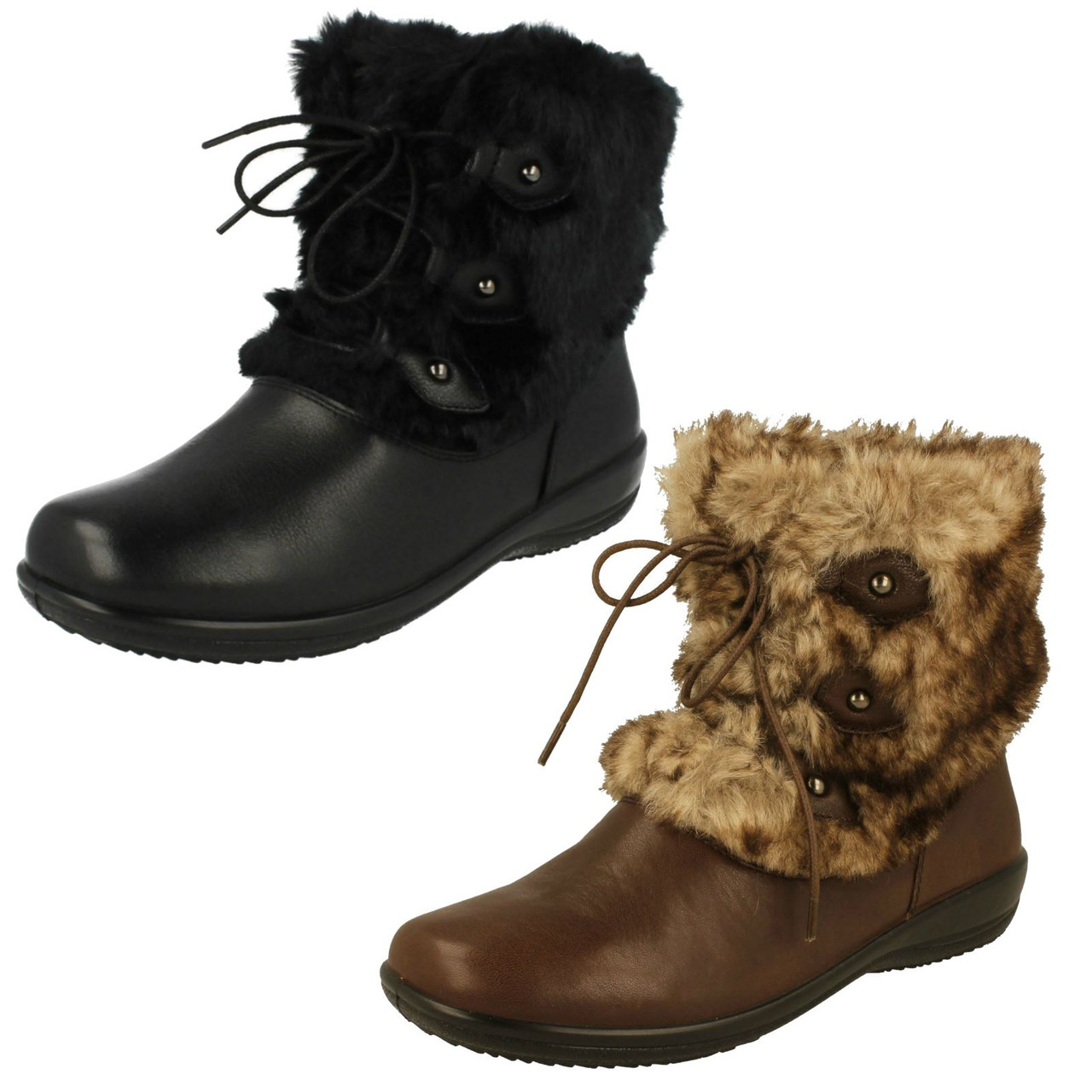 ladies wide fit fur lined ankle boots