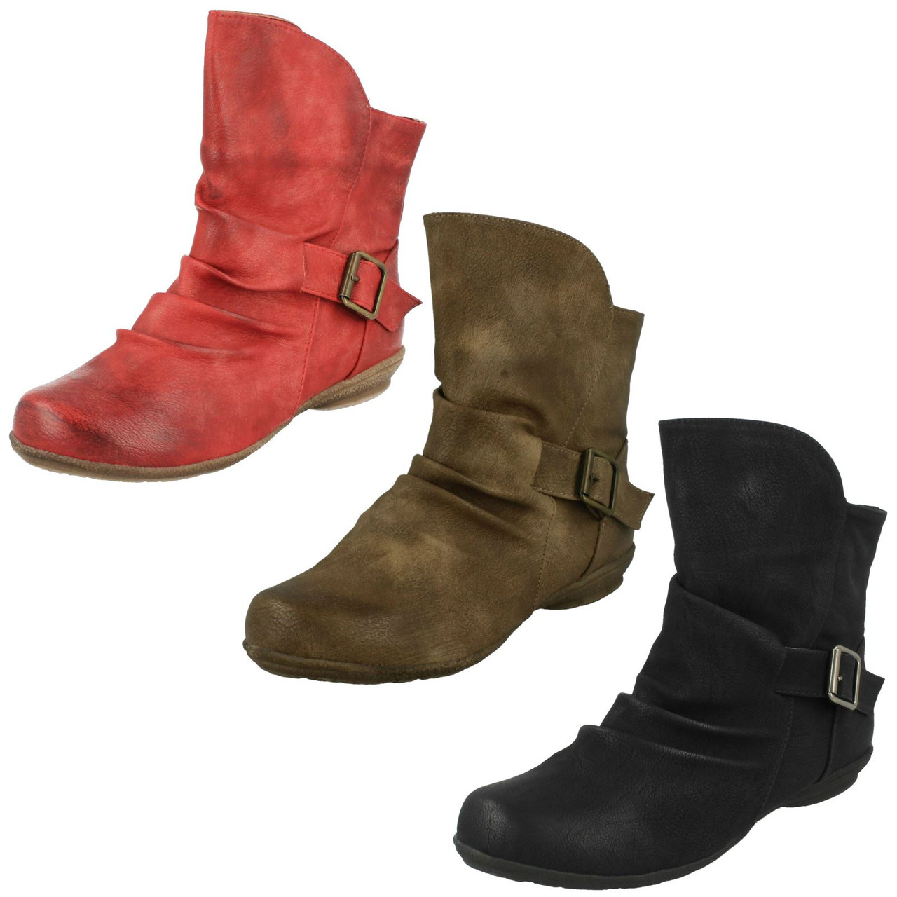 Womens flat deals slouch ankle boots