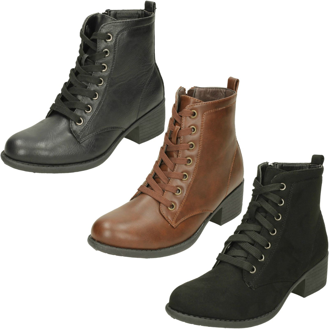 ladies black mid heel ankle boots