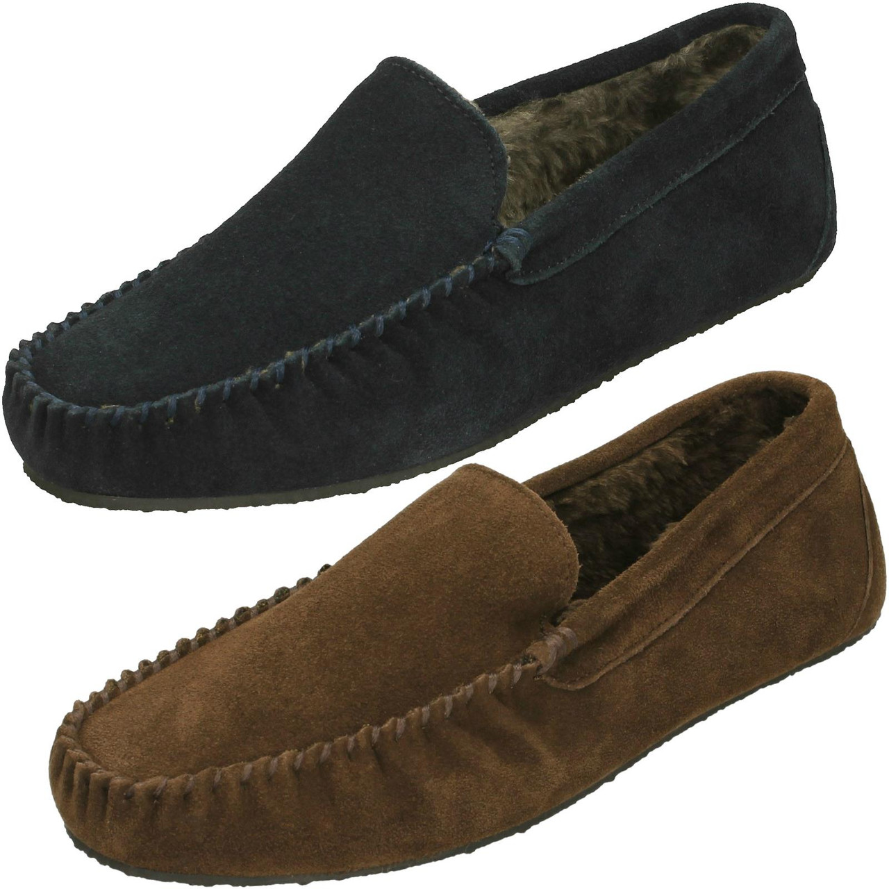 clarks suede men's moccasin slippers