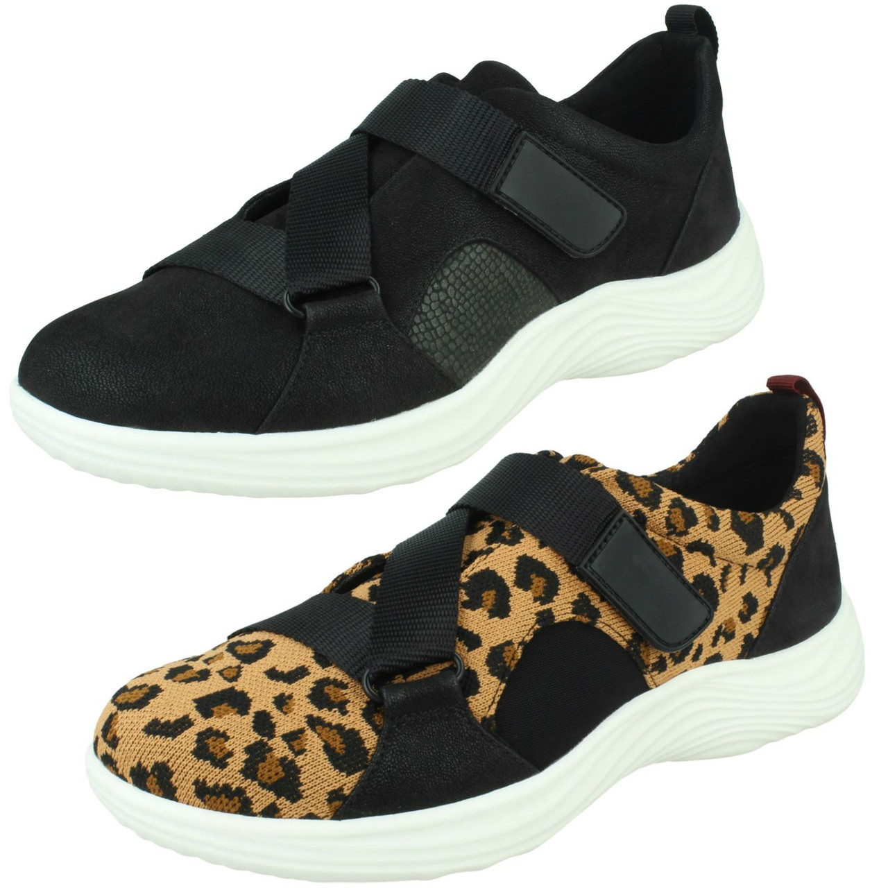 Clarks ladies black on sale trainers