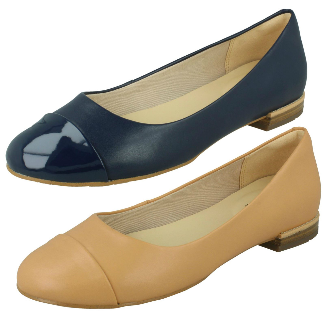 clarks ladies navy flat shoes
