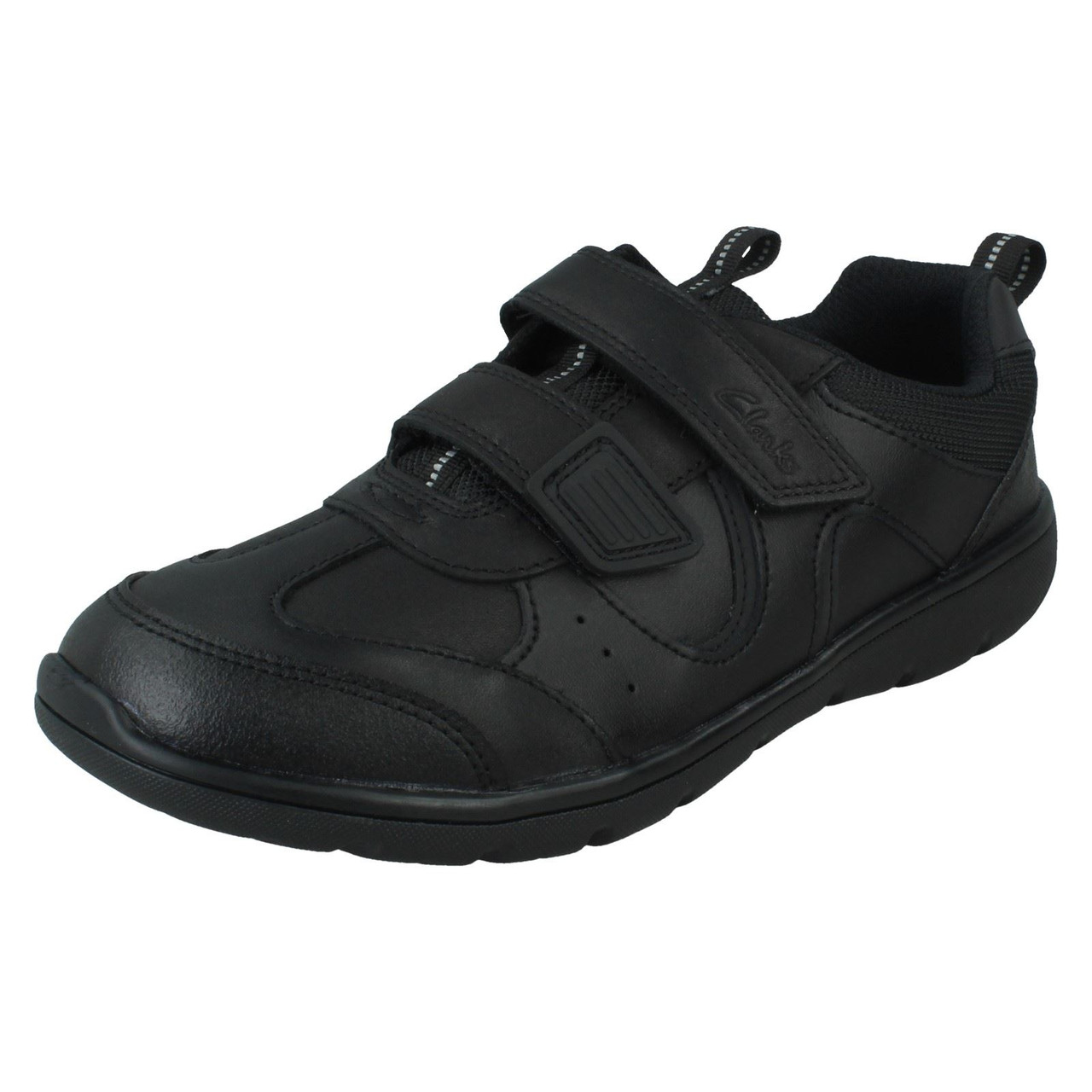 clarks black velcro school shoes