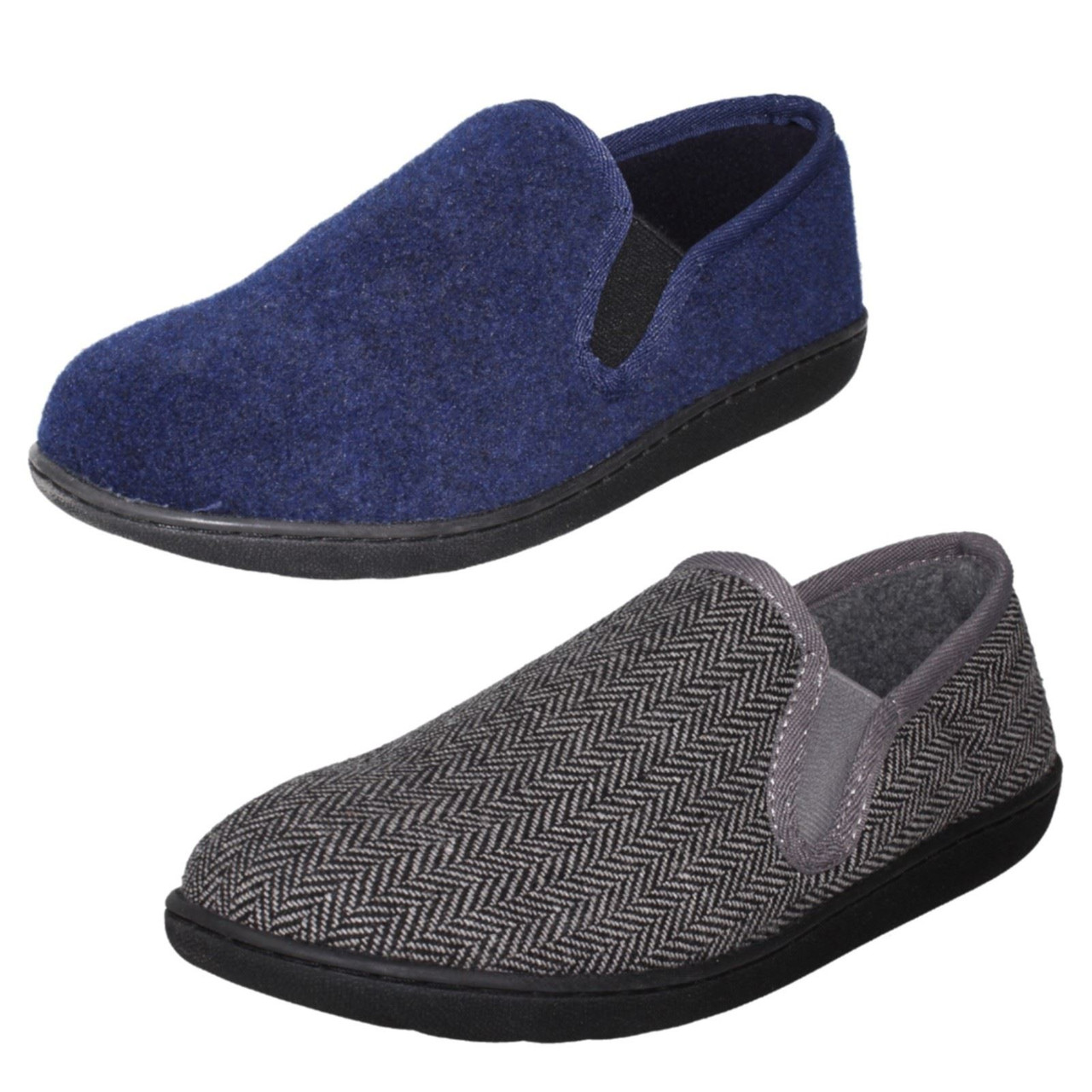 Cosmic Udløbet th Mens Clarks Textile Slip On Twin Gusset Slippers - King Ease