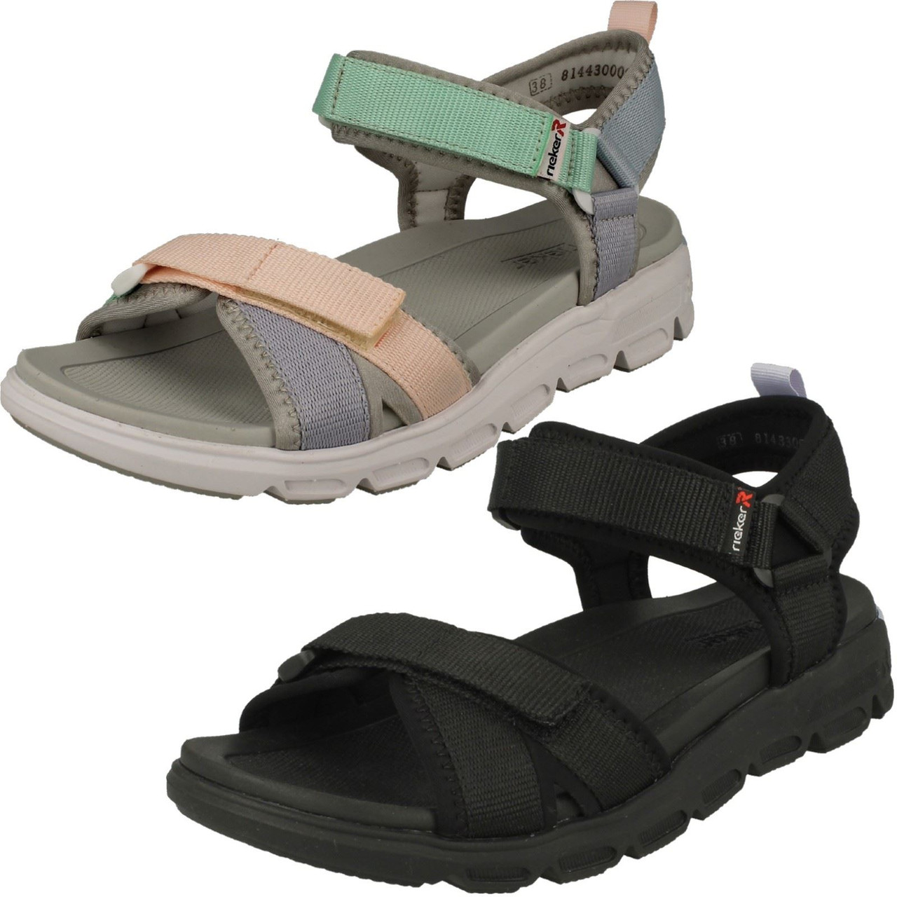 Ladies Rieker Evolution Leather Adjustable Sandals *W0800* | eBay