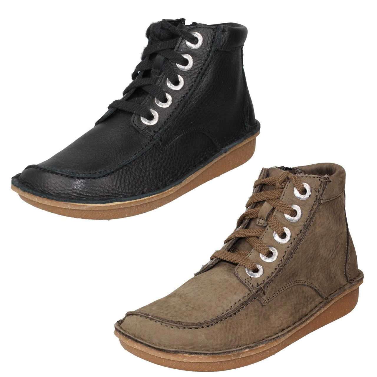 Ladies Clarks Lace Up Casual Ankle Boots Funny Cender