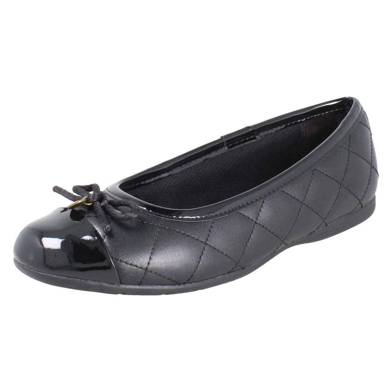 Girls Clarks Quilted Slip On Ballerina School Shoes Dance Cap