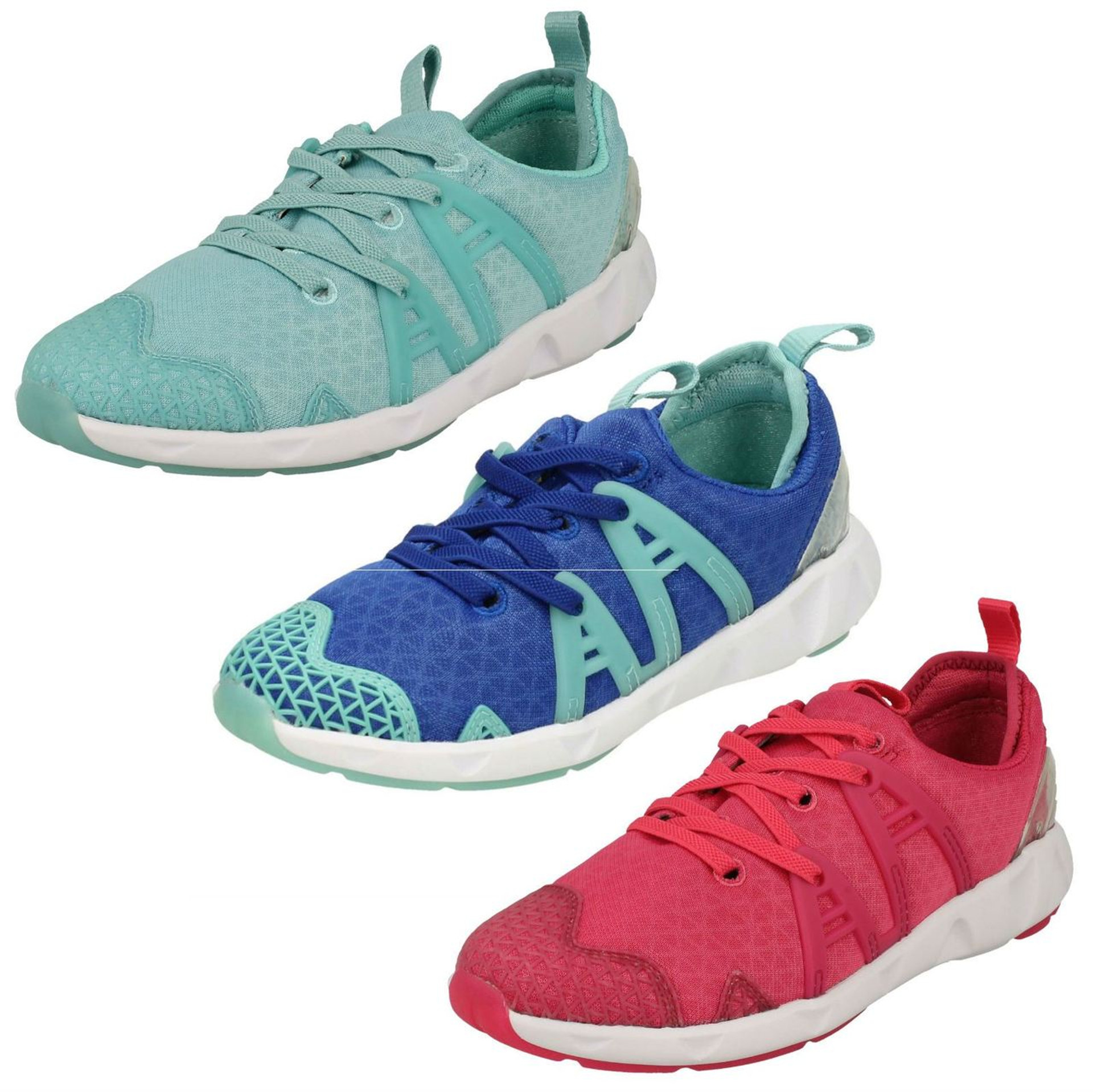 Girls Gloforms By Clarks Faux Lace Trainers Luminous Glo