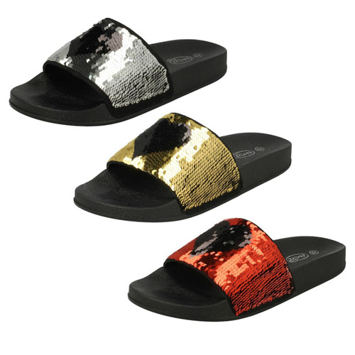 Ladies hot sale glitter sliders