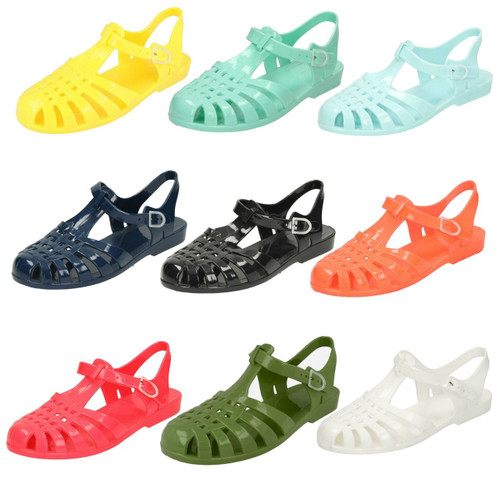 Ladies Spot On Buckled Jelly Sandals
