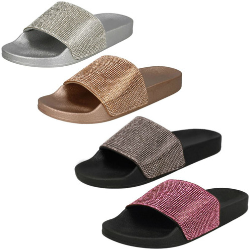 Ladies Skechers Cali Diamante Sliders 