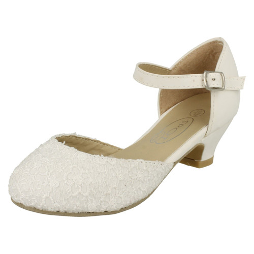H3R068 Details about / Girls Spot On Heeled Party Shoes