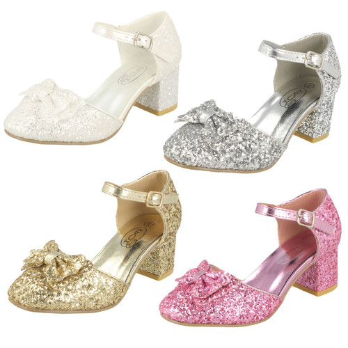 H3R046 Details about   'Girls Spot On' Sparkly Kitten Heel Party Shoes 