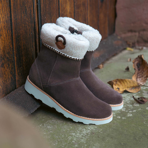 Girls Clarks Teddy Inspired Fur Cuff Boots - Crown Loop