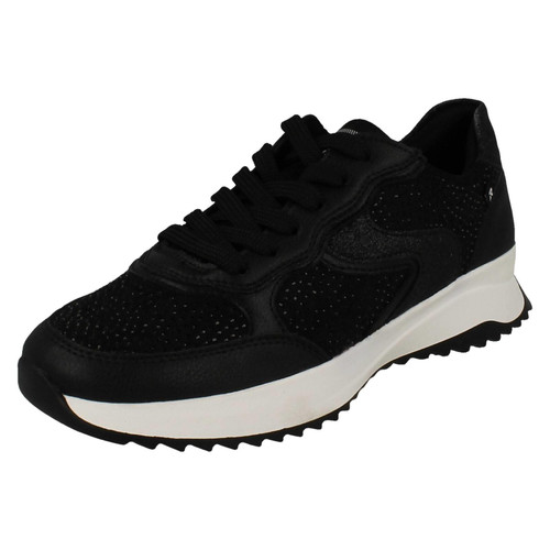 Ladies Plain Black Lace Up Trainers Size 3 to 8 UK - CASUAL SPORTS SCHOOL  SHOES