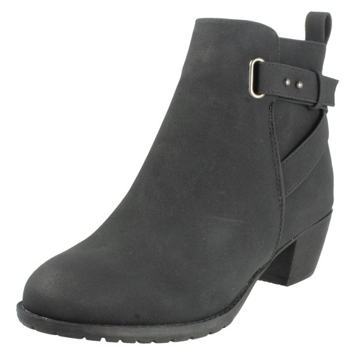 Ladies Spot On Extra Wide Fit Zip Up Ankle Boots F5R1259