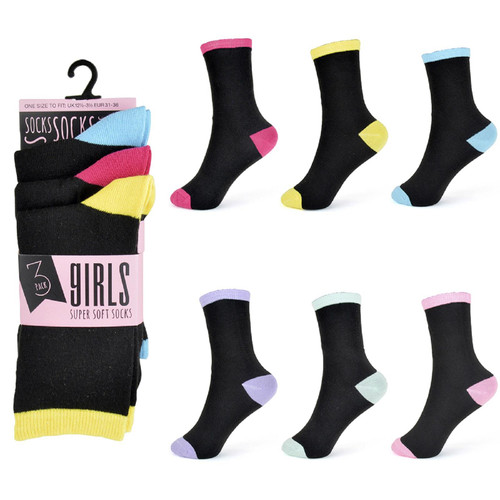 Girls RJM Contrast Heel and Toe Socks SK382