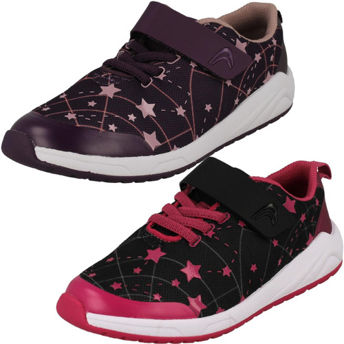 Girls Clarks Star Detailed Trainers - Aeon Late