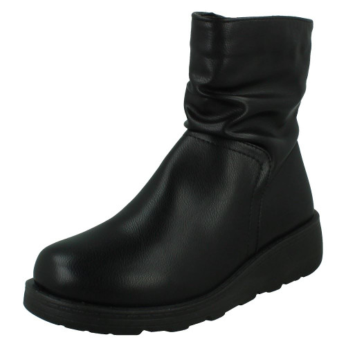 Ladies Spot On Extra-Wide Ankle Boots with Zip Fastening F4R473