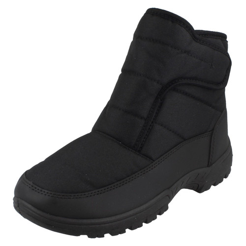 Mens Cushion Walk Fur Lined Black Snow Boots CW82