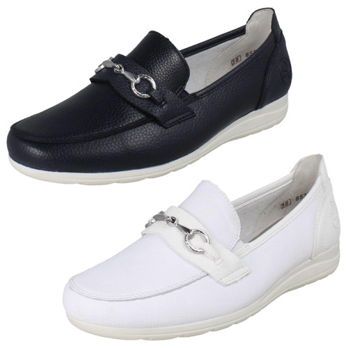 Womens Casual Flat Loafer Style Slip On Shoes With Chain Detailing L9355