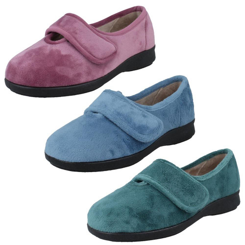 Ladies DB Shoes Casual Velour Slippers - Fountain