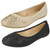 Ladies Spot On Jewel Trim Vamp Ballerinas