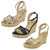 Ladies Spot On Rope Wedge Strappy Sandals F2275