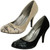 Ladies Spot On Heeled Court Shoe With Overlay Vamp