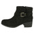 Ladies Spot On Block Heele Black Ankle Boots F5R1166