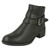 Ladies Spot On Block Heele Black Ankle Boots F5R1166