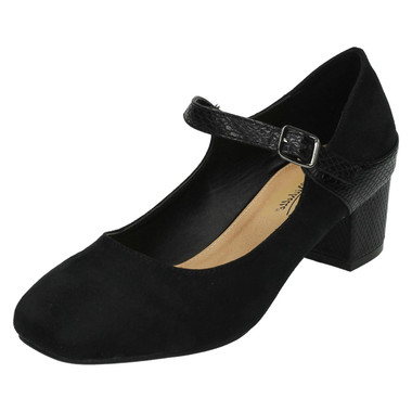 Ladies Anne Michelle Wide Fitting Chunky Heel Mary Jane Shoes 
