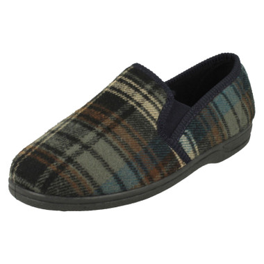 Mens Slippers Checked Pattern Full Slipper - Noah