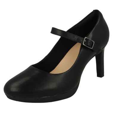 Ladies Clarks Platform Heeled Mary Jane Style Court Shoes - Ambyr Shine