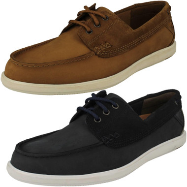 Mens Clarks Relaxed Style Lace Up Deck Shoes - Bratton Boat