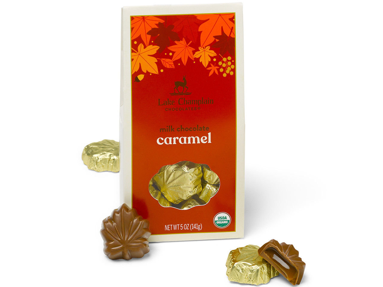 Foil Wrapped Caramel Chocolate Leaves | Lake Champlain Chocolates