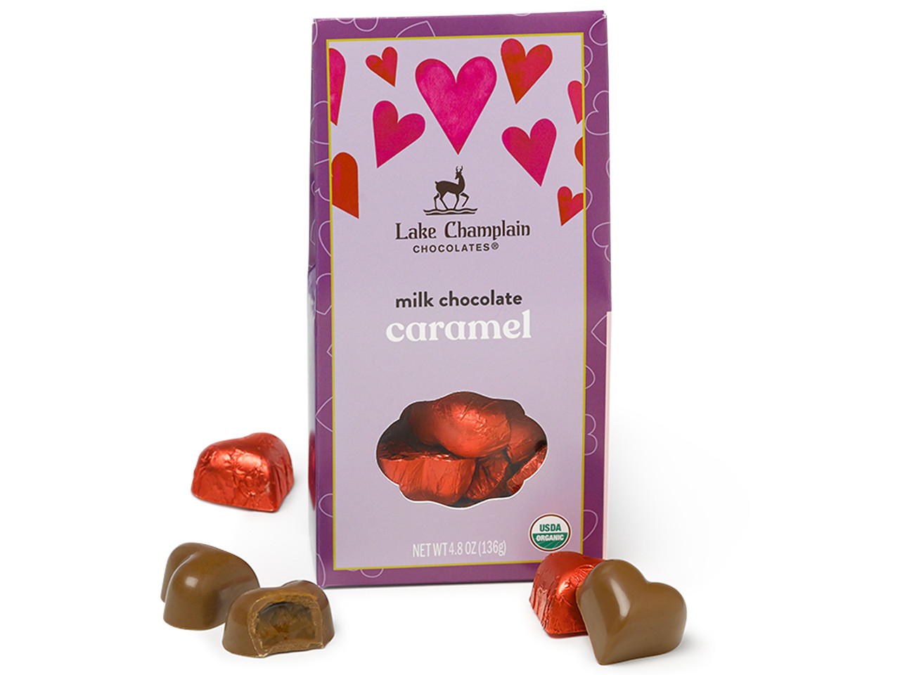 Caramel Filled Valentine's Day Chocolate Hearts | Lake Champlain