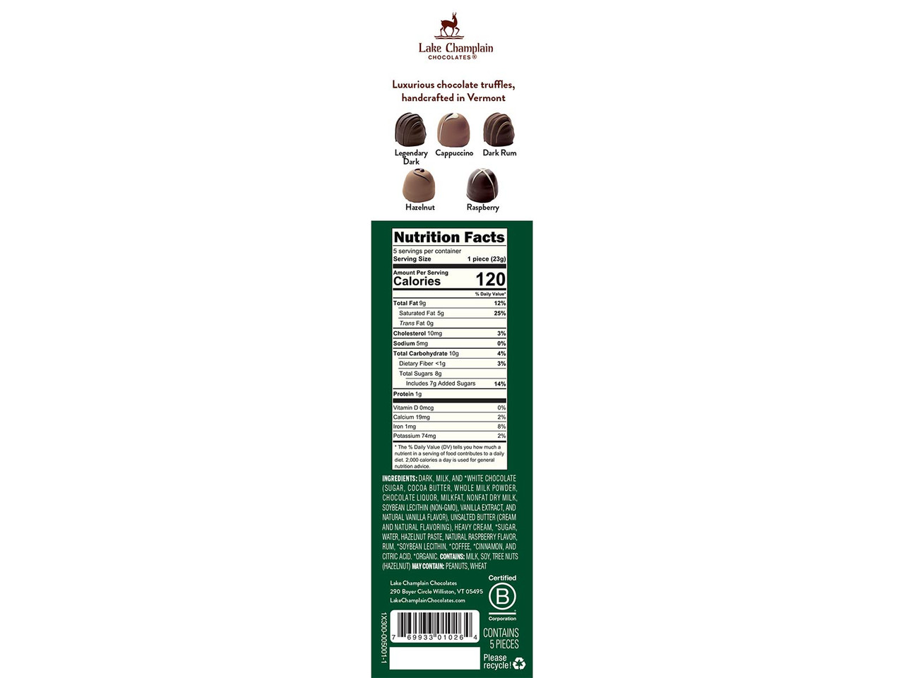 Christmas Chocolate Truffles, 5pc | Lake Champlain Chocolates