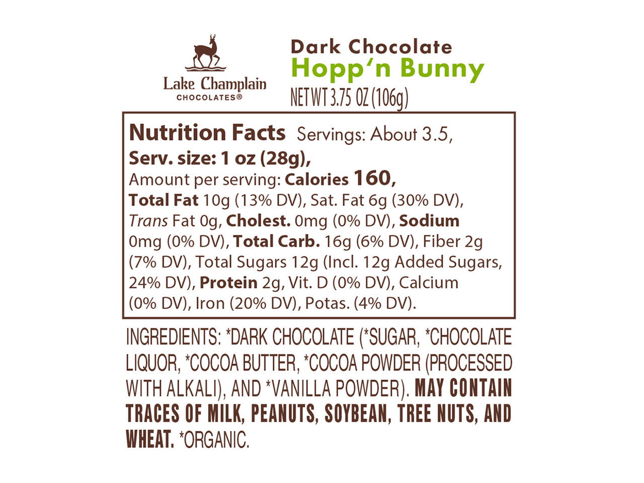 Organic Chocolate Bunny Organic Fair Trade Dark Chocolate Rabbits