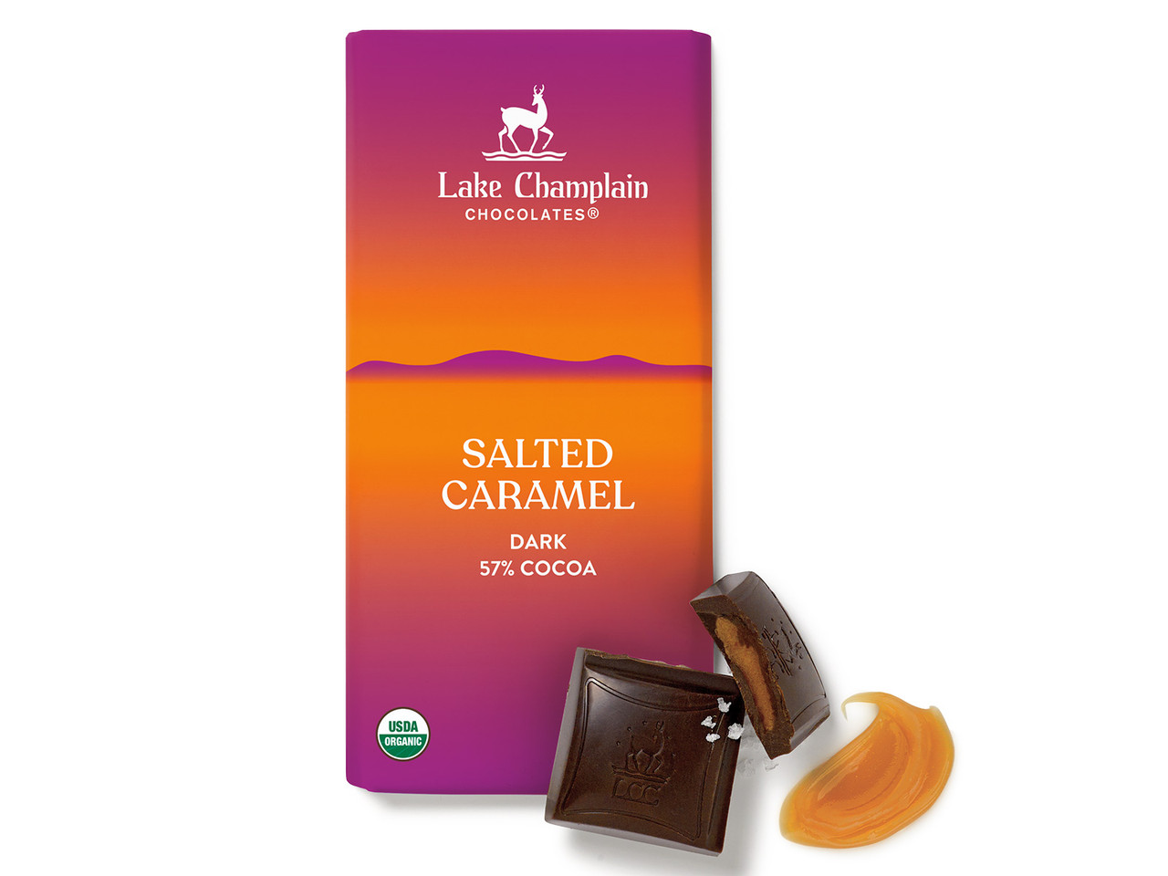 Organic Salted Caramel Dark Chocolate Bar | Lake Champlain Chocolates