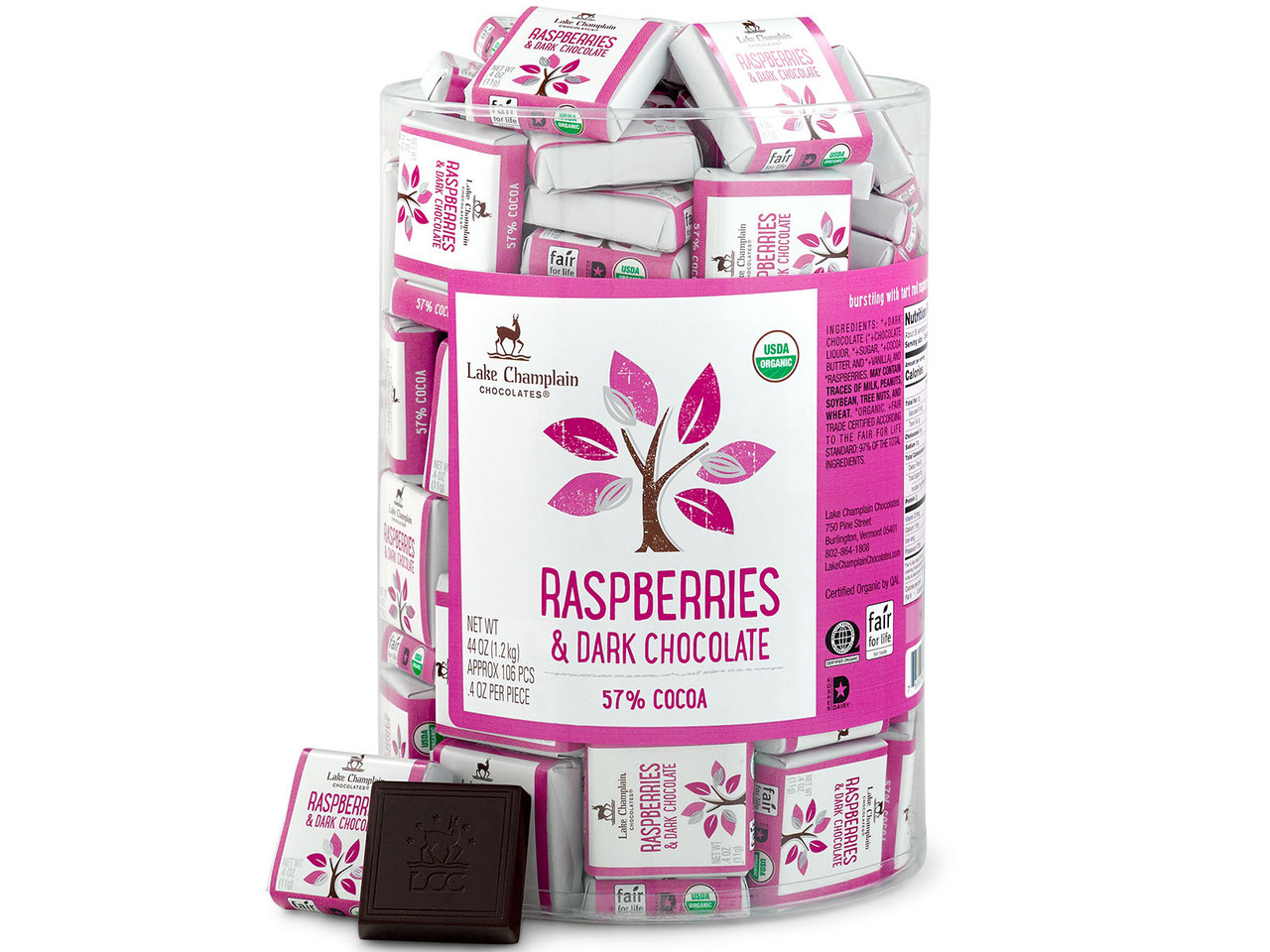 Raspberry Dark Chocolate Squares | Lake Champlain Chocolates