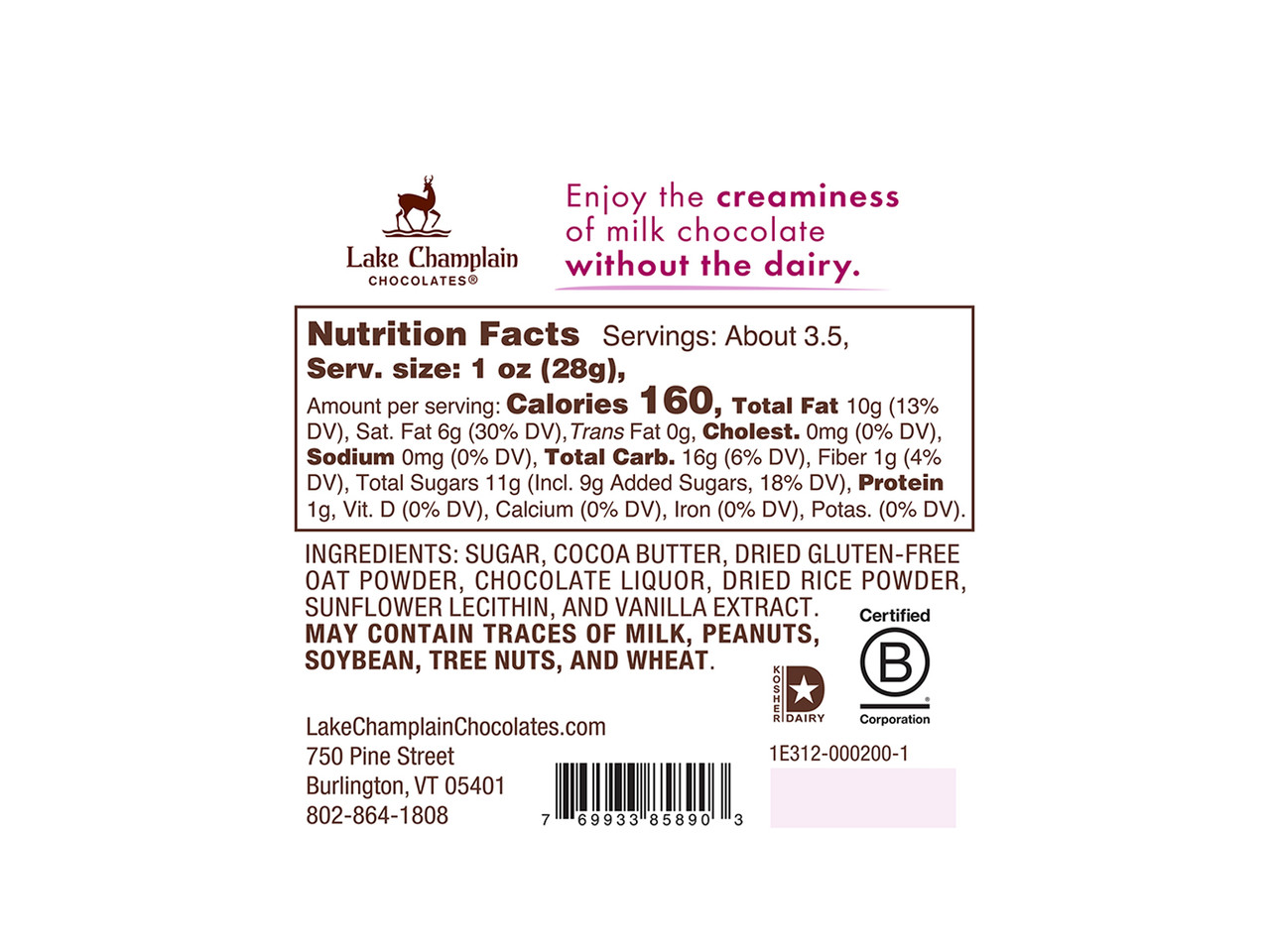 Vegan Oatmilk Chocolate Bunny Lake Champlain Chocolates