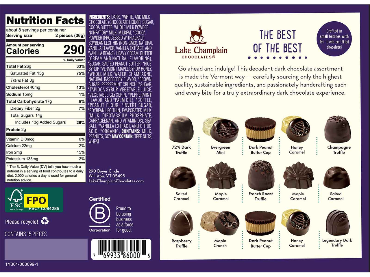 Dark Chocolate Assortment Gift Box | Lake Champlain Chocolates
