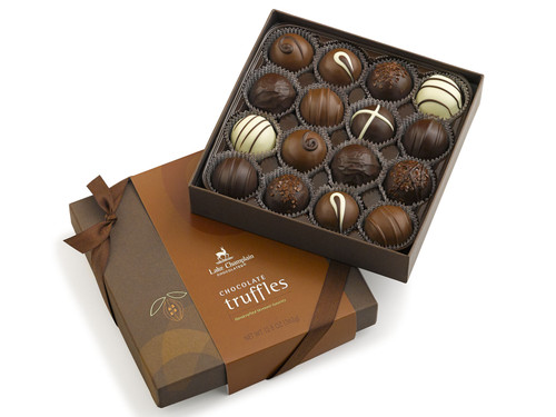 Assorted Milk and Dark Chocolate Gourmet Truffles in a gift box View Product Image