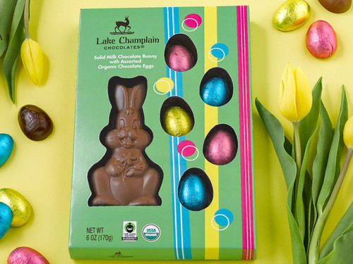 Organic chocolate Easter bunny and eggs gift box View Product Image