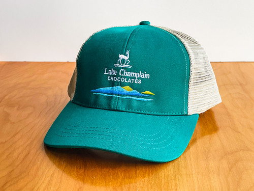 Lake Champlain Chocolates teal trucker hat View Product Image