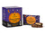 Cubed Halloween themed gift box sitting next to a flow wrapped piece of chocolate with the same pumpkin themed design, with an unwrapped milk chocolate peanut butter filled pumpkin shaped chocolate sitting next to the flow wrap. View Product Image