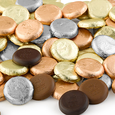 assorted milk and dark chocolate coin favors